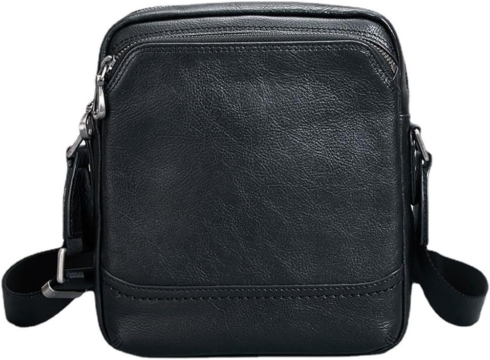 Men's shoulder bag, genuine leather small square, business casual retro fashion crossbody, men's