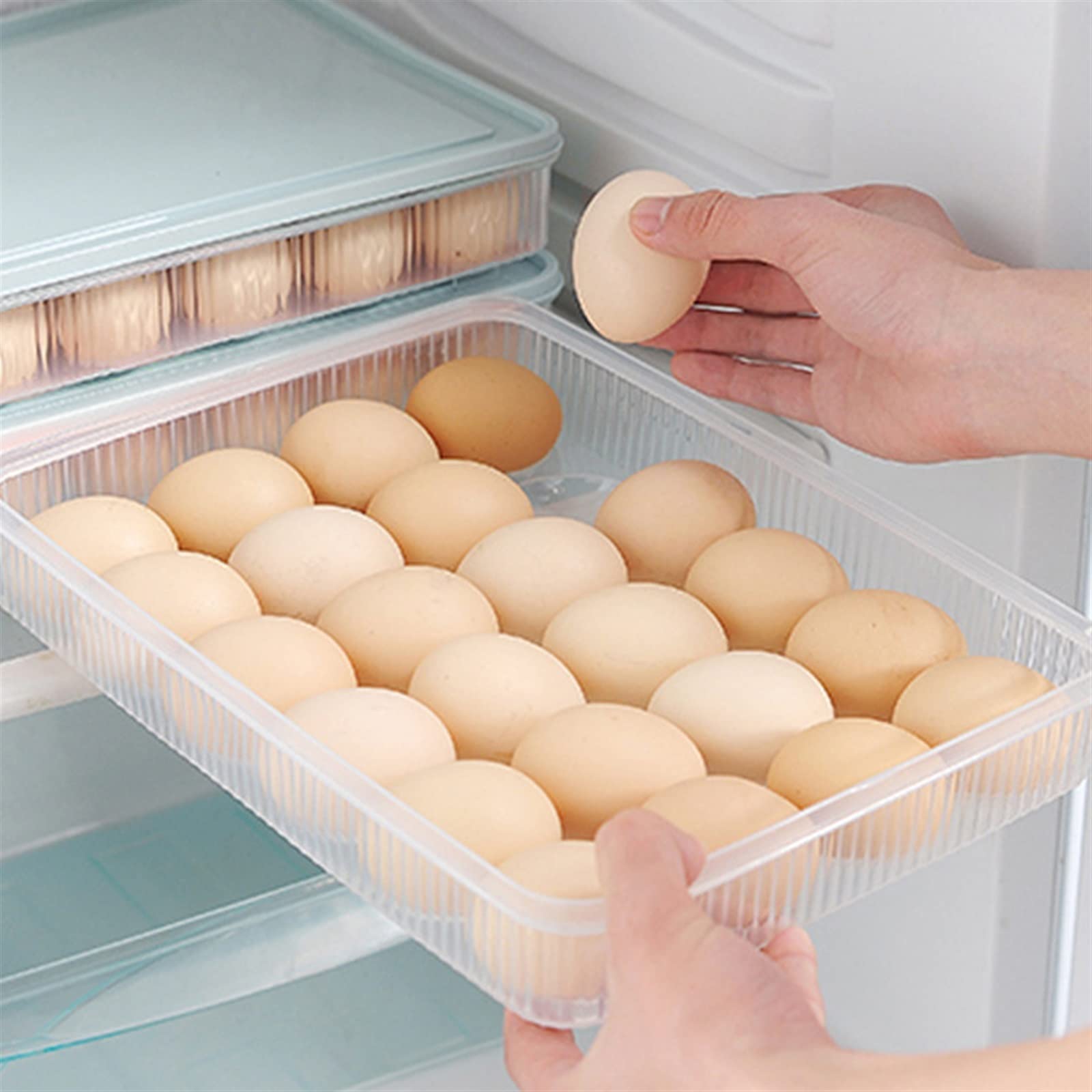 Compartimiento de Huevos para refrigerador, Caja de Almacenamiento de Huevos, Caja de Almacenamiento para Nevera, Mantenimiento Fresco, Soporte de Bandeja para Huevos, Organizador