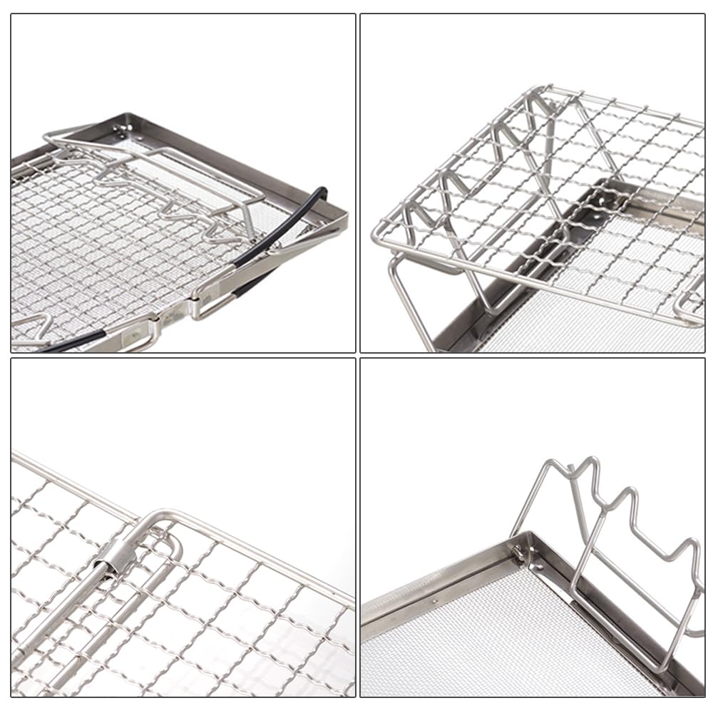 Sonew Camping Toaster für Gaskocher, Edelstahl Faltbar Camping Grill, Handgriff mit Gummibeschichtung, Ideal für Camping, Picknick und Angeln