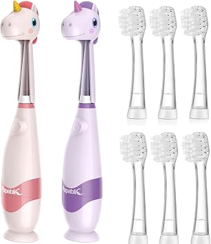 Papablic Toddler Sonic Electric Toothbrush with Covers for Babies and Toddlers Ages 1-3 Years, Doris Bundle with Arya