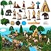 Hiawbon 31Pcs American Indian Figurines Set, Historical Miniature Indian Figurines with Accessories, Resin American Indians Models for DIY Craft Home Decoration