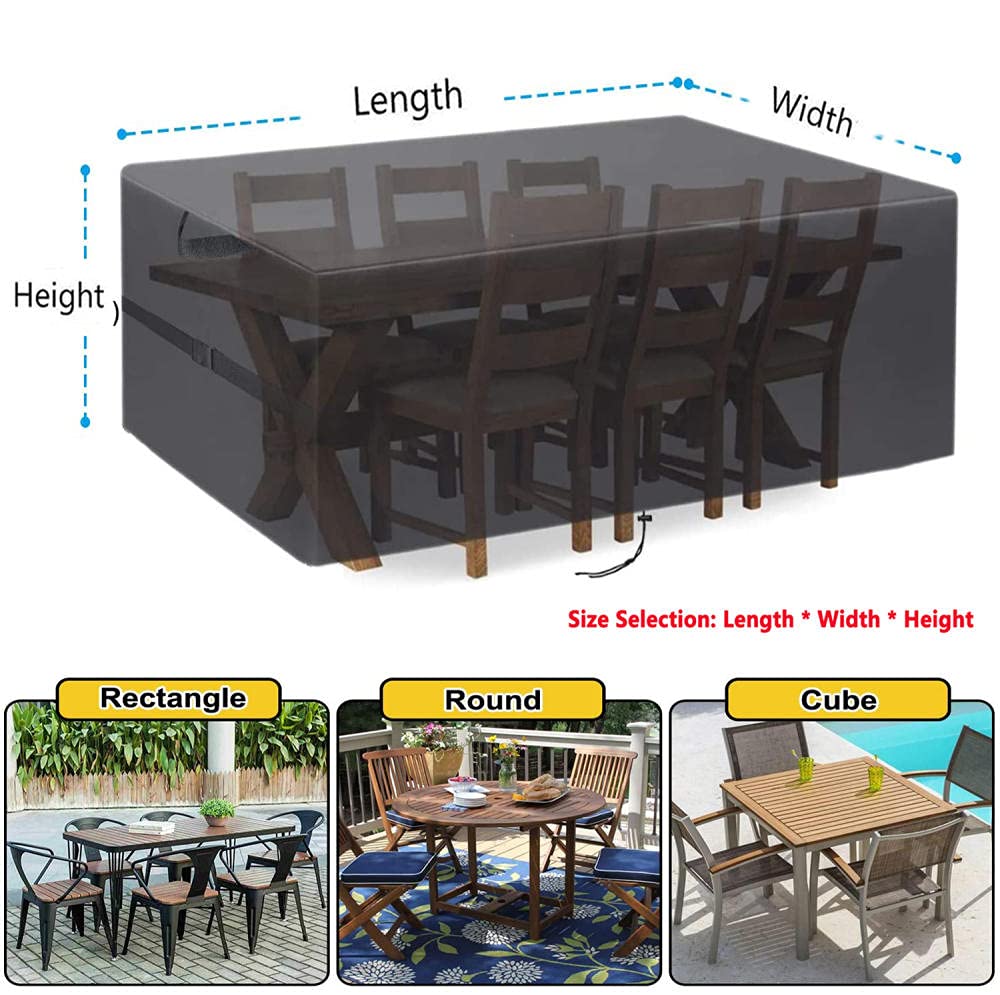 Copertura per Mobili da Giardino,420D Oxford Telo Impermeabile Anti-UV Antivento, per mobili da giardino, sedie, tavoli