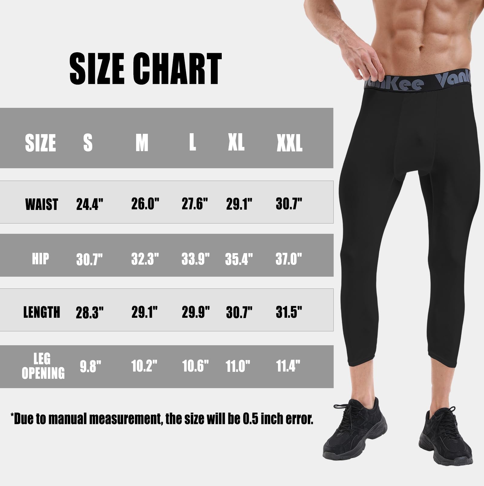 Pantalones de Hombre Compresión 3/4 Malla Transpirable Secado Rápido para Basketball Gym Fútbol