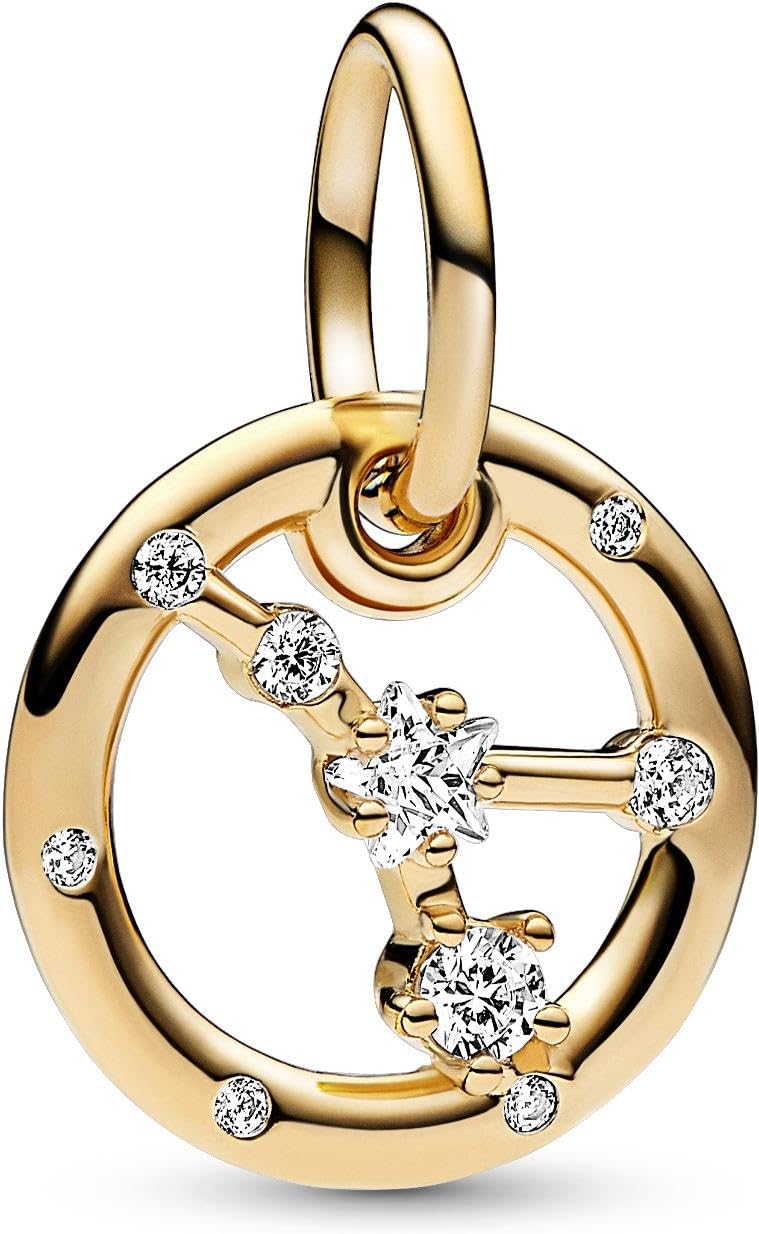 Pandora Moments Cancer zodiac 14k gold-plated dangle with clear cubic zirconia