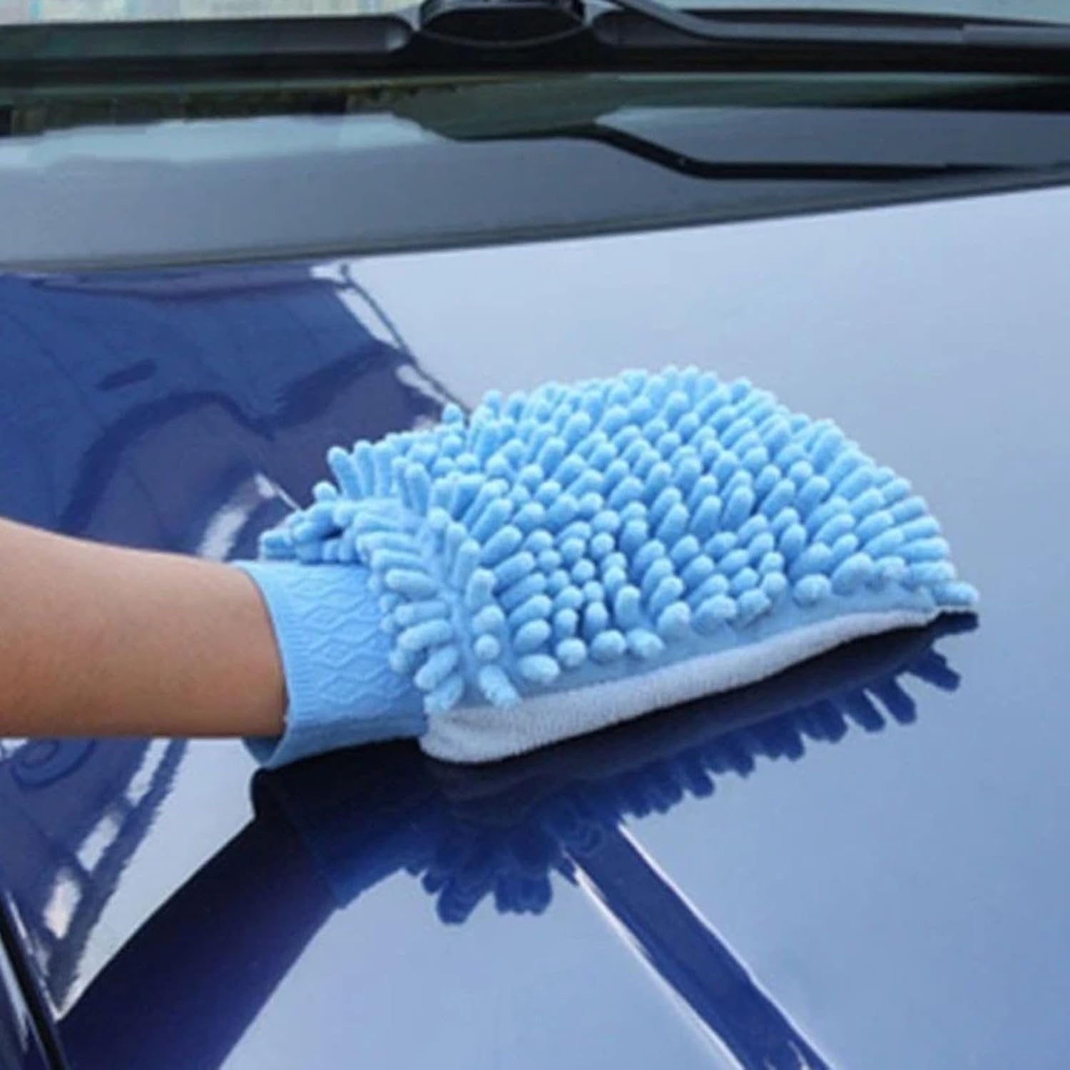 1PCS Car Wash Chenille Microfiber Car Wash Glove Mitt Soft Mesh Backing Cleaning Tools Auto Acessories