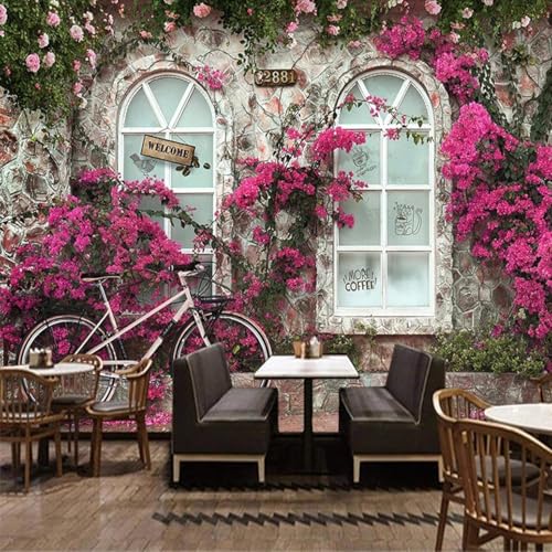 Tzxztt Ventana Blanca Creativa Con Motivos Florales Morados Papel Pintado 3D Seda Texturizada Primera Calidad Neutros Material Ideal Para SalóN Dormitorio-200cm×140cm