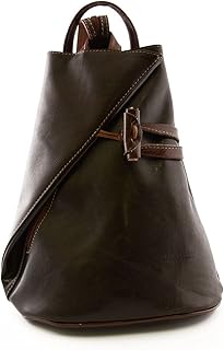Zaino In Vera Pelle Per Donna Con Bretelle A Cerniera Colore Moro Marrone - Pelletteria Toscana Made In Italy - Zaino