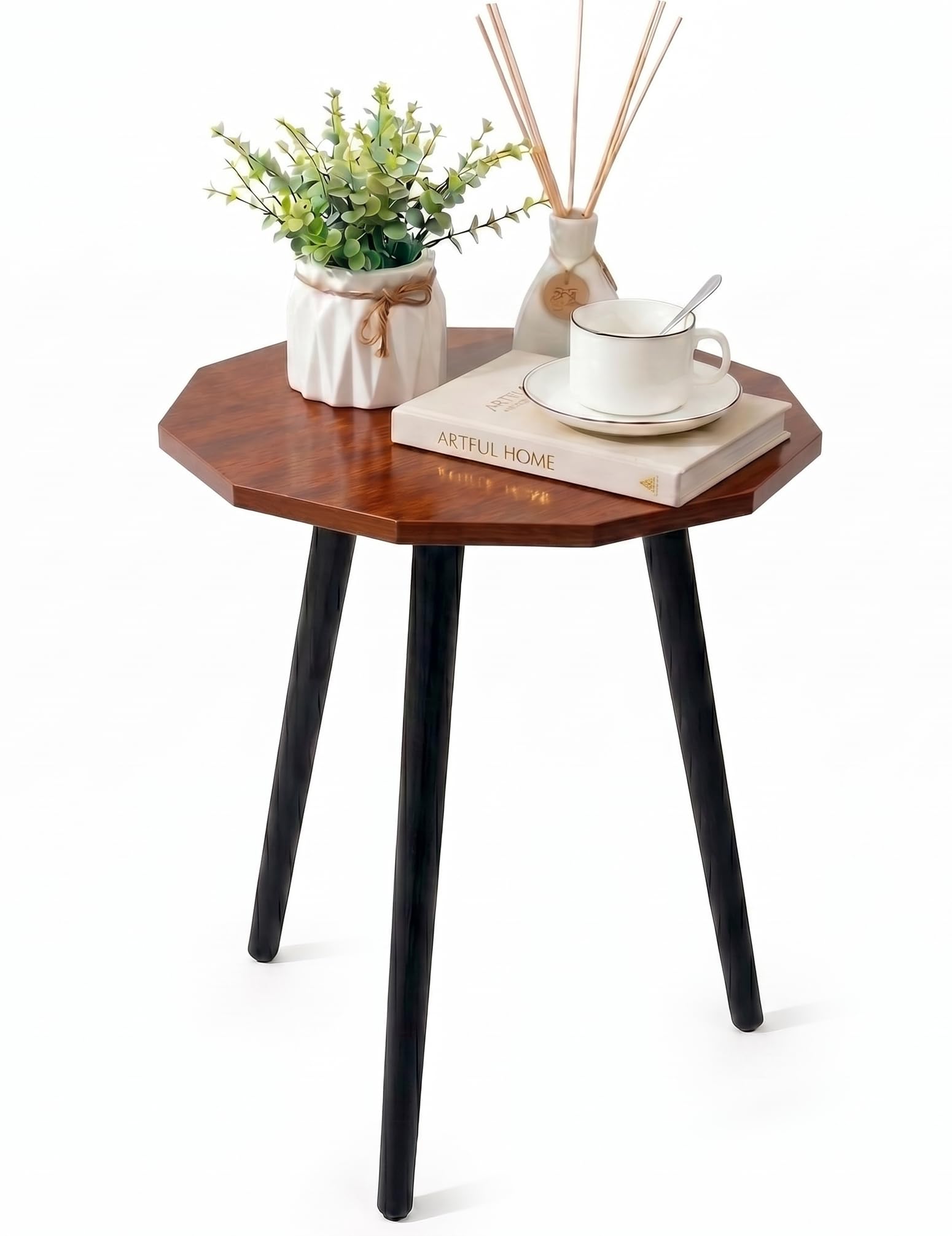 UHUD CRAFTS Multipurpose Wooden Coffee Table/Centre Table/Side Table/End Table/Tea Table for Living Room, Bedroom, Balcony & Office - Brown Top with Black Legs - 14x17 Inches