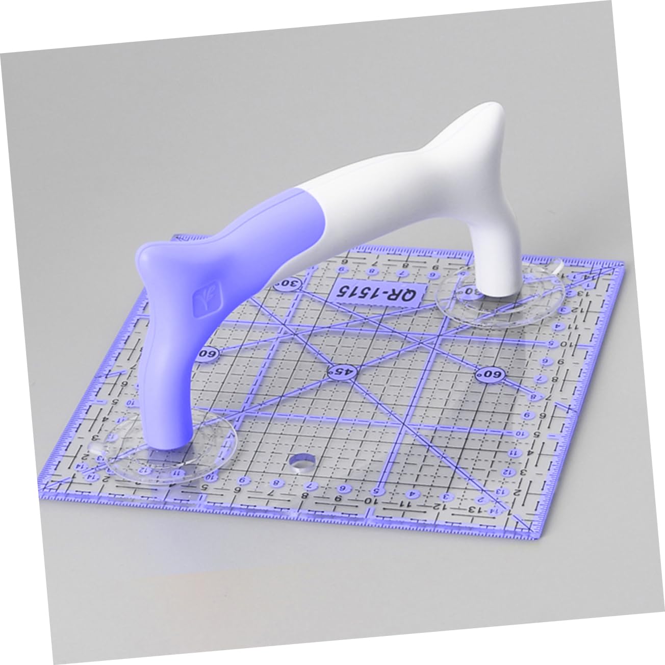 Uonlytech Suction Cup Ruler Handle for Quilting Strong Grip Quilting Template Fixator Handheld Sewing Tool for Patchwork and Projects Purple White