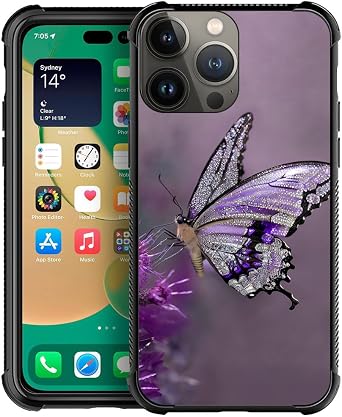 CARLOCA Compatible with iPhone 11 Case,Diamond Shiny Butterfly for iPhone 11 Cases for Men Boys,Graphic Design Shockproof Anti-Scratch Hard Back Case