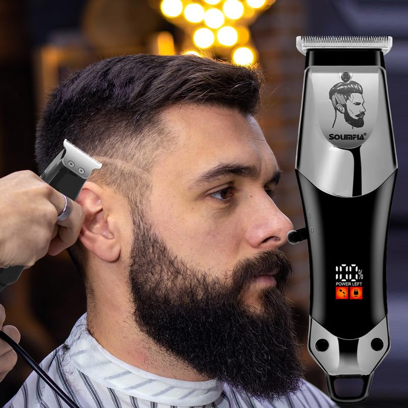 Image of SOLIMPIA HT-679 Digital Display 0mm Professional Cordless Hair Clippers Rechargeable Wireless Hair Grooming Set Beard Trimming Beard Styling Rechargeable Li-ion Battery 600mAh 120 min Runtime, Silver