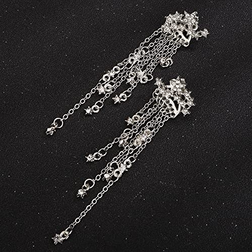 Women Prom Silver Gold Fashion Long Chain Halloween Gold Rhinestone Star Dangle Earrings Gothic Style for Women3