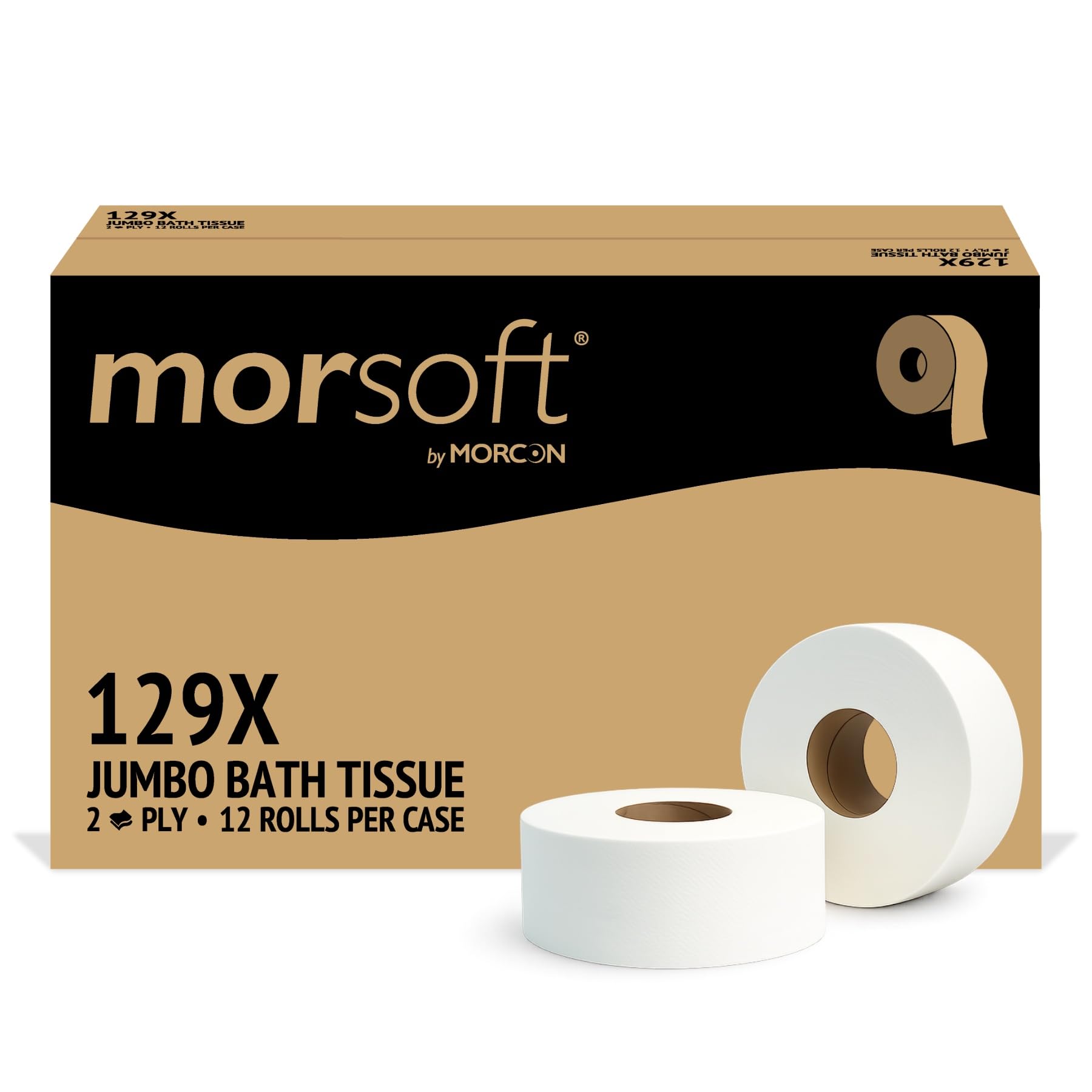 Morsoft by Morcon Jumbo Toilet Paper Rolls, 12 Rolls/Carton, 2-Ply, 100% Recycled Fibers,…