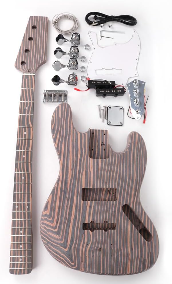 Fojill DIY Electric Bass Guitar Kit Unfinished Uncutted