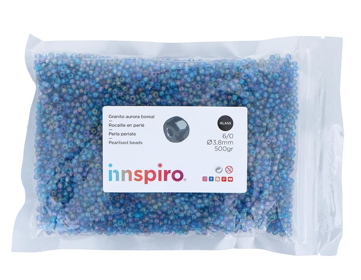 INNSPIRO Children's Blue Aurora Borealale Round Glass Rock 3.8mm 6/0 500g