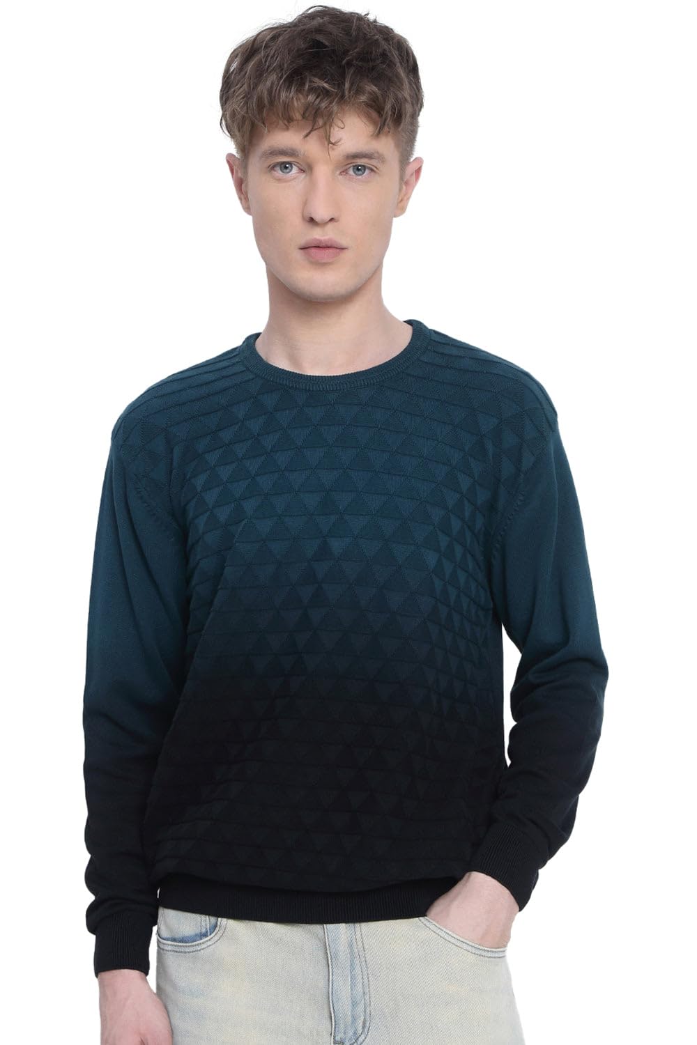 showoffff Men's Blue Ombre Textured Sweater-PR-SH-1012_Blue-picture-30