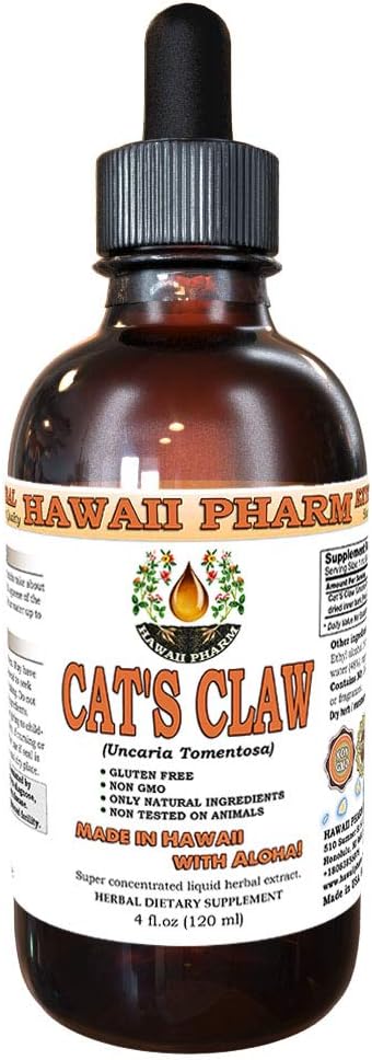 Hawaii Pharm Cat's Claw Liquid Extract, Cat's Claw (Uncaria Tomentosa) Dried Inner Bark Tincture Supplement 4 oz
