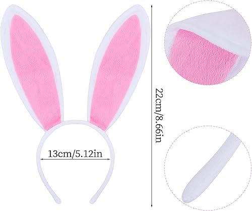 Miniatura 2 de Kit de disfraz de conejo que incluye orejas de conejo, diadema y pajarita, medias para niños y adultos, Halloween, Pascua