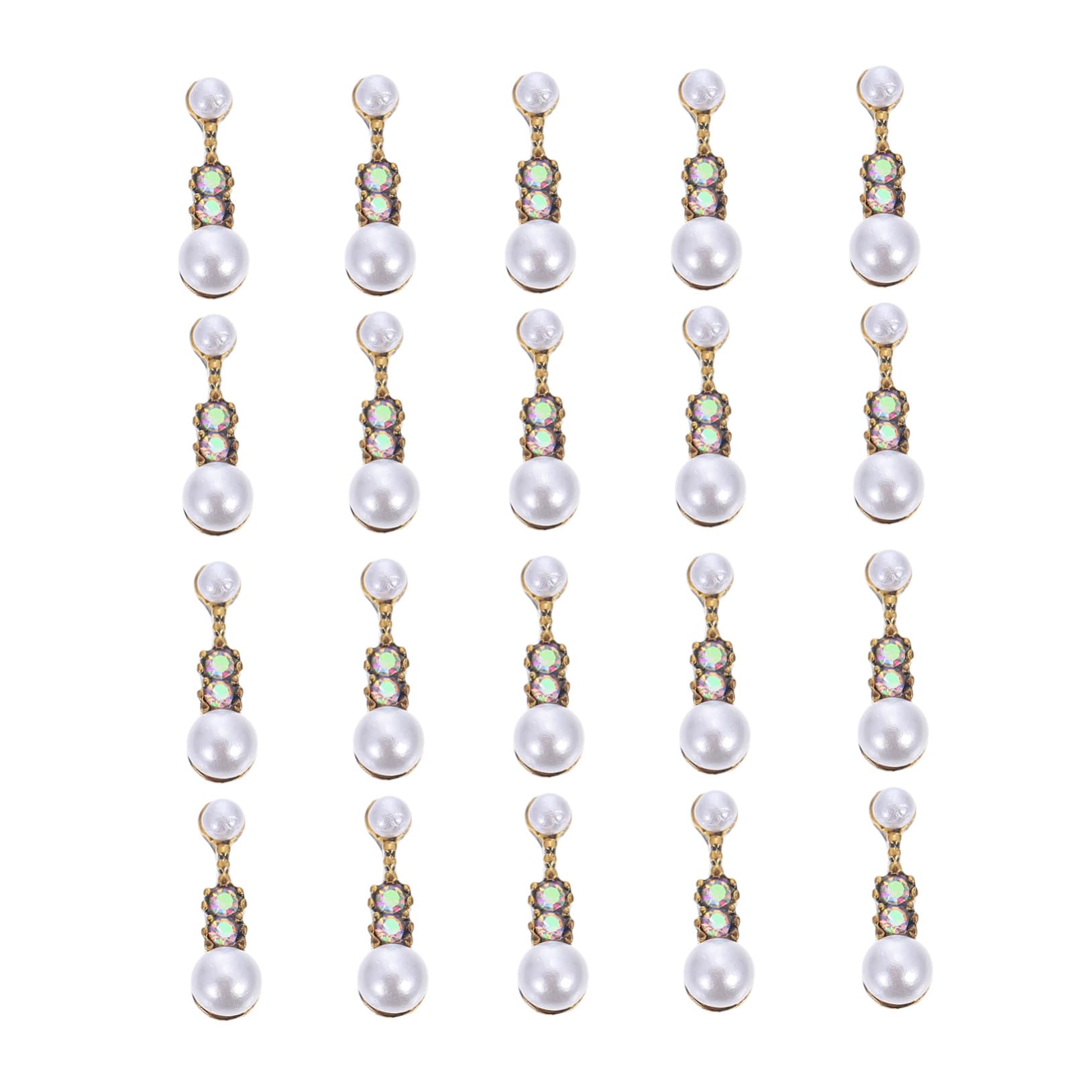 IWOWHERO DIY Pearl Nail Patch Set 20pcs Pearl Fingernail Decorations for Nail Art Decoracion De
