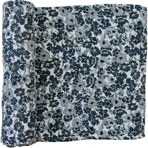 Image of Mebie Baby Liberty Floral Muslin Swaddle, Modern and Neutral Swaddle Blanket for Baby Girl or Boy, Soft Baby Blankets, Newborn Blanket, 0-3 Month, Comfy Wrap, Baby Essentials & Gifts