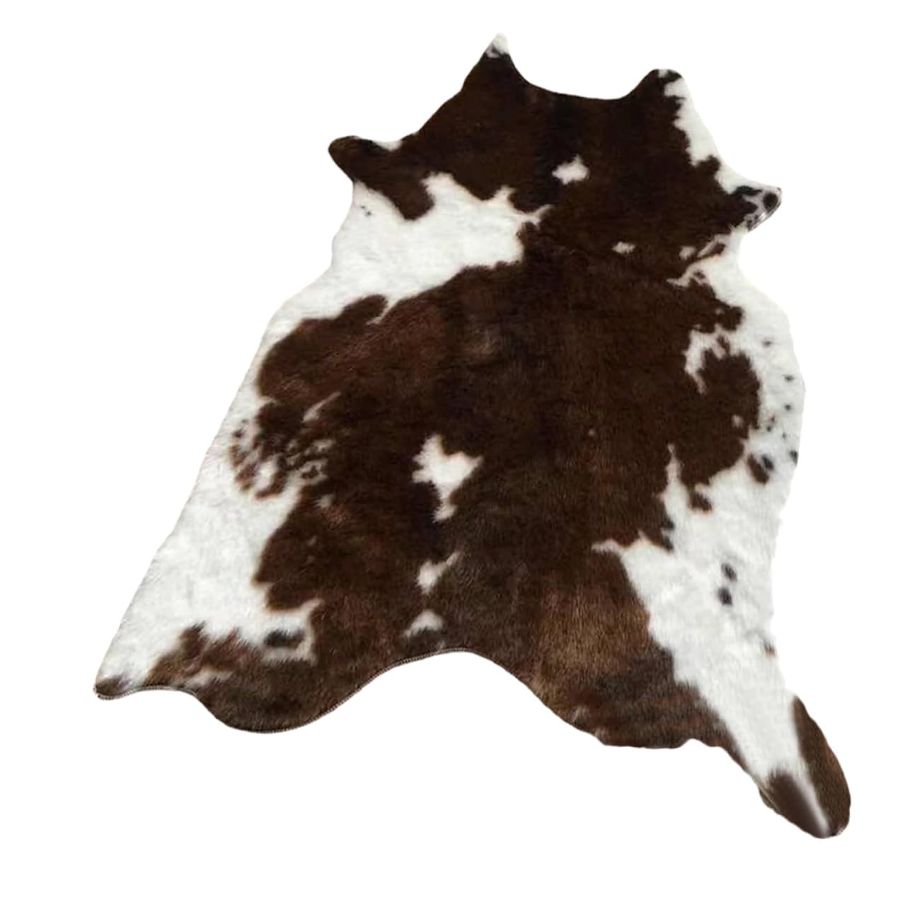 Tapis Doux Confortable et Chaleureux Motif Peau de Vache Marron Imitation Cuir Léger et Décoratif Tapis de Sol Touffeté pour Salon ou Chambre
