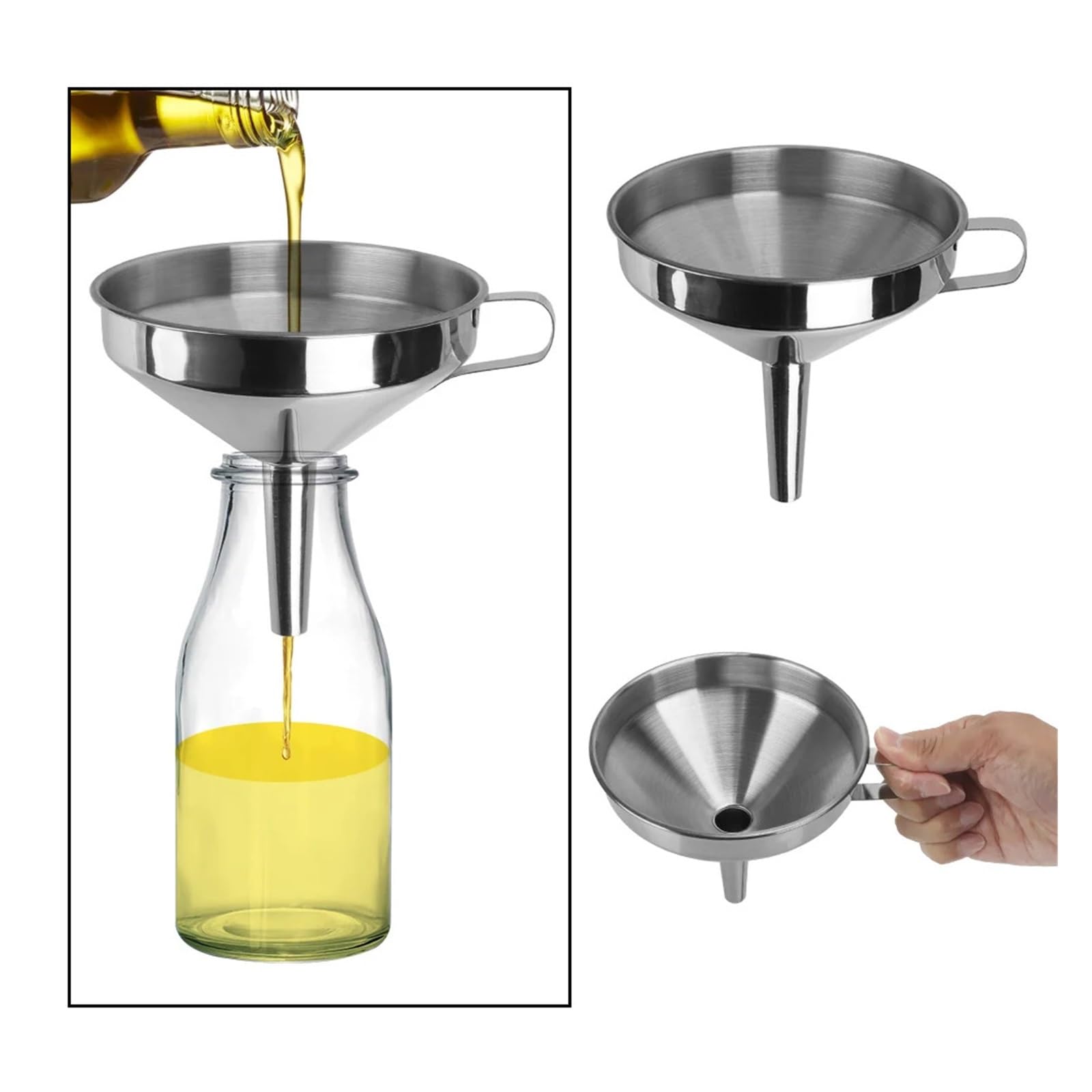 con Filtro Desmontable Barra de Acero Inoxidable Vino Cerveza Aceite Frasco Embudo Accesorios de Cocina(M18 X 2.5 50mm)