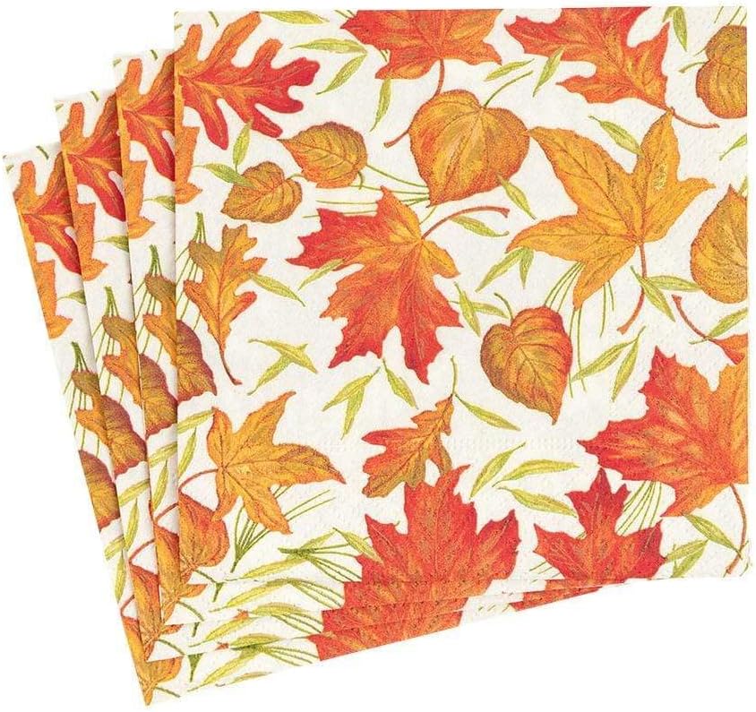 Woodland Leaves Paper Luncheon Napkins in Ivory - 20 Per Package