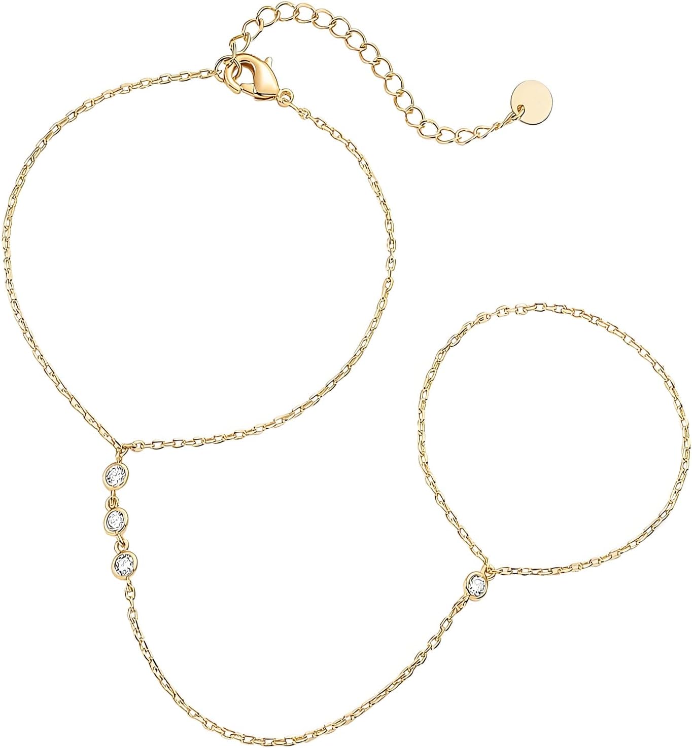 Women's Bracelet, Gold, Popular, Ring Bracelet, Simple, 14K Gold Plating, Cubic Zirconia, Fashion, Accessory, Gift