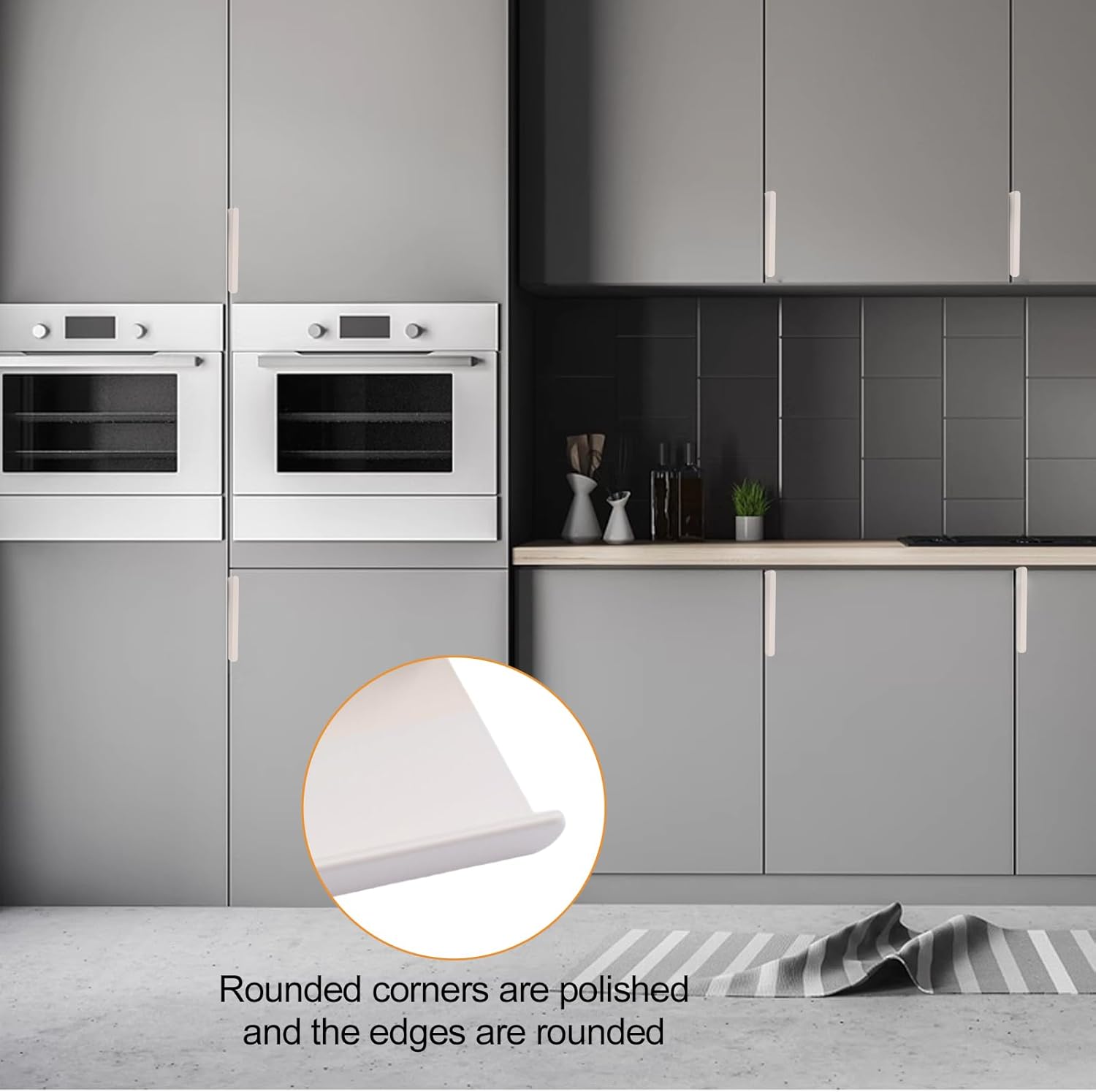 MOROBOR 24 Pcs Finger Edge Pull, Self-Stick Instant Cabinet Drawer Pulls Invisible Drawer Pulls Modern Style Drawer Handle for Cabinet Hardware Drawer Wardrobe, 150mm/Cashmere Gray