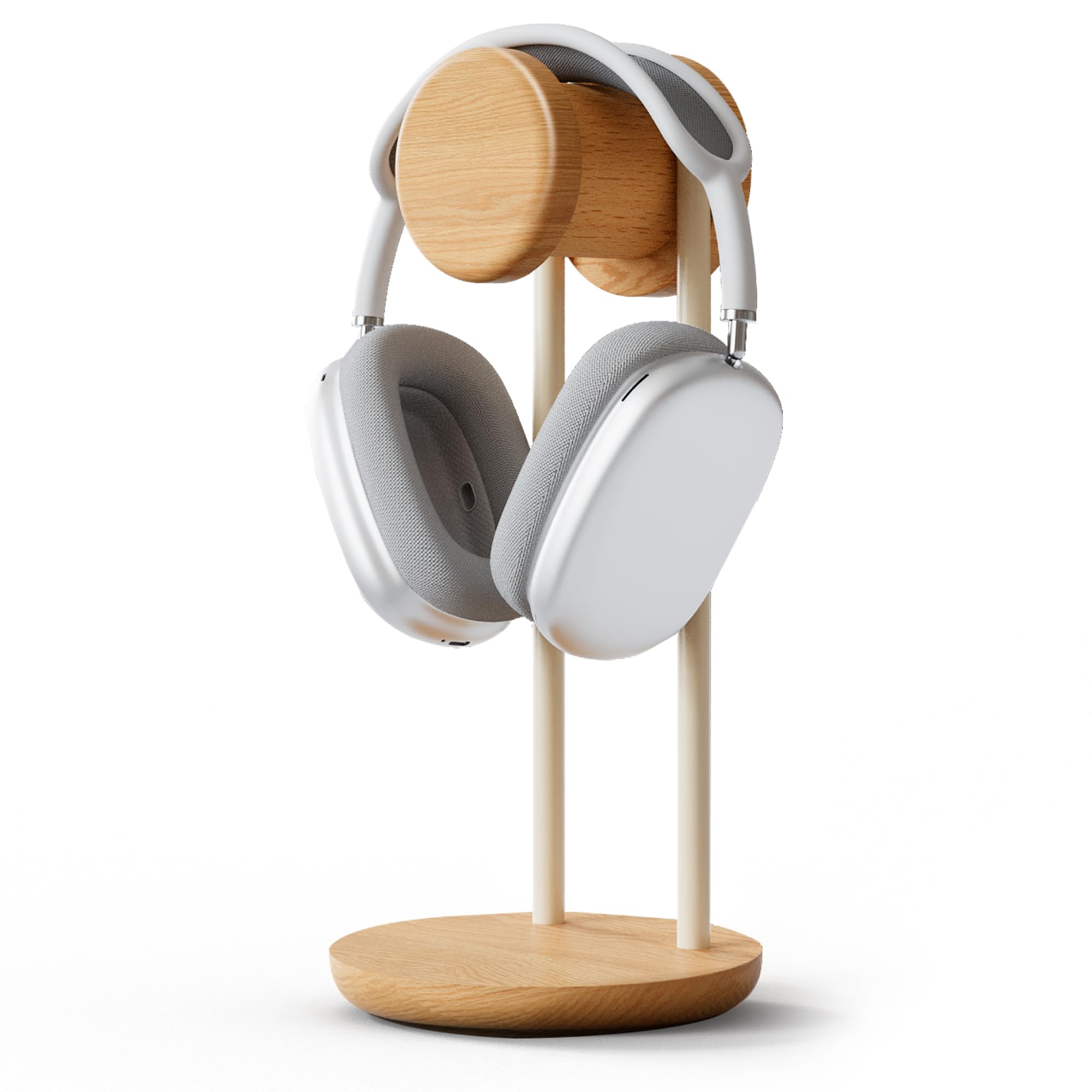 Fenge Kopfhörerständer aus Massivholz und Metall, universeller Headset-Ständer mit beschwerter Basis für Schreibtisch, Gaming, Büro (Eiche)