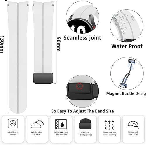 Miniatura 2 de kitway Correas compatibles con Samsung Galaxy Watch 5 Pro Band 1.772 inGalaxy Watch 5 Bandas 1.575 in 1.732 in, correa deportiva de silicona sin