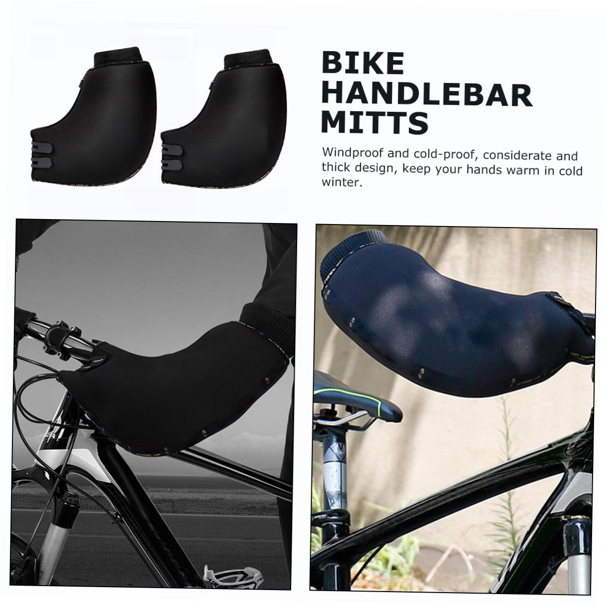 CALLARON Warme Fahrradlenkerhandschuhe für Herren und Damen Winddicht und Leicht aus Neopren und Nylon für Kalten Winter Beim Radfahren und Motorradfahren 1 Paar Schwarz