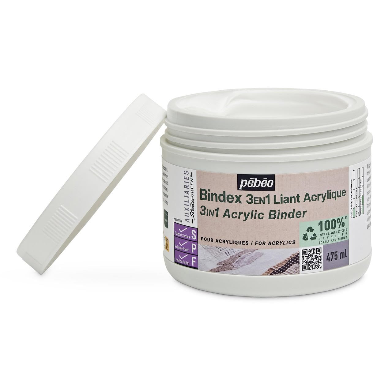 Pebeo 3-in-1 Bindex Studio Green 475ml, 225 ml (Pack of 1)