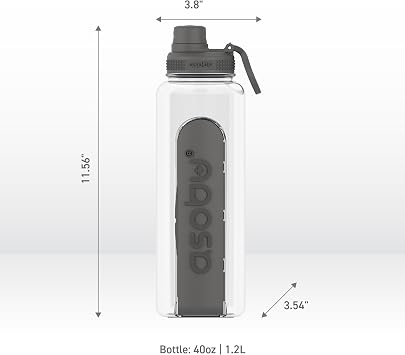 asobu Electrolyte Large Sports Water Bottle with Interchangeable Packet and Pill Storage Compartments Durable Tritan 40oz (Black)