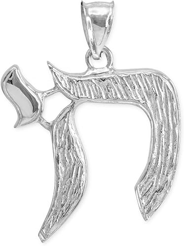 Claddagh Gold Colgante de plata de ley 925 con letra hebrea judía Chai