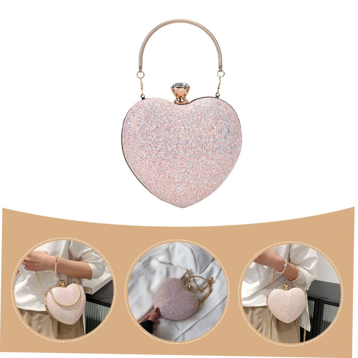 Healvian Bolso Forma De Adorable Lentejuelas Bolso De Mano Para Cenas y Fiestas Para Niñas Forma De Para Eventos