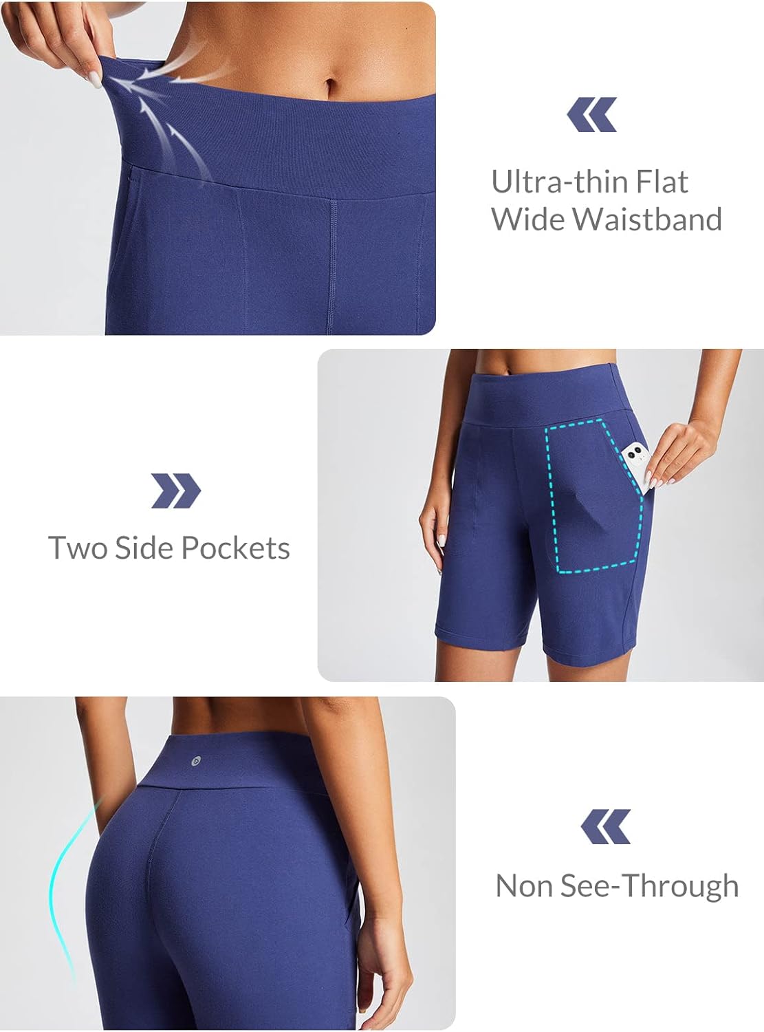 baleaf 8" Bermuda Long Shorts for Women Cotton Athletic Sweat Tummy Control Casual Lounge Summer