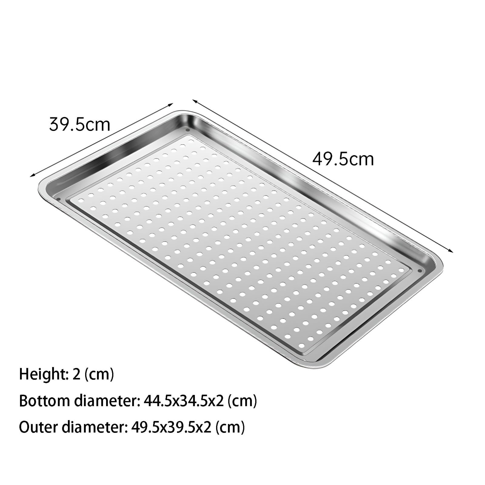 Set di 2 teglie da forno rettangolari in acciaio inox, per arrostire e servire, facili da pulire, ideali per una cucina sana (49,5 x 34,5 x 2 cm)