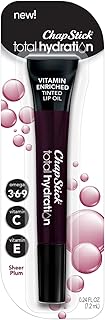 ChapStick Total Hydration Vitamin Enriched Tinted Lip Oil (Sheer Plum tint, 1 Tube), Vitamin C, Vitamin E, Contains Omega ...