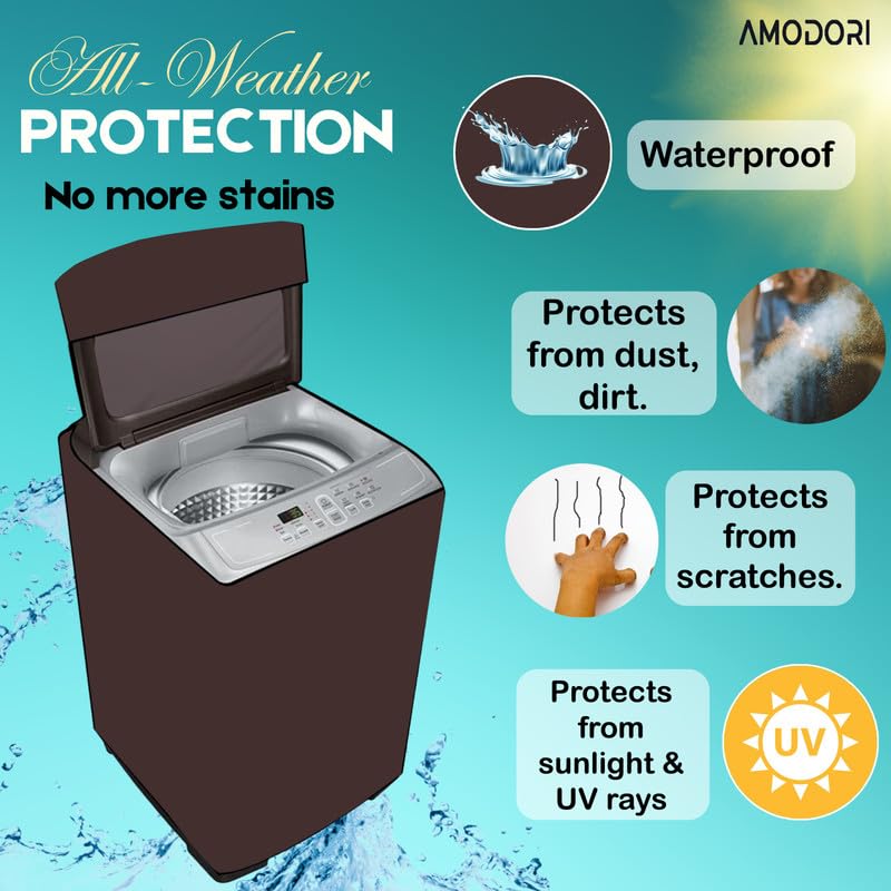 Image of Waterproof Top load washing machine cover Compatible for LG 7 Kg (T70AJMB1Z) Solid Coffee Print