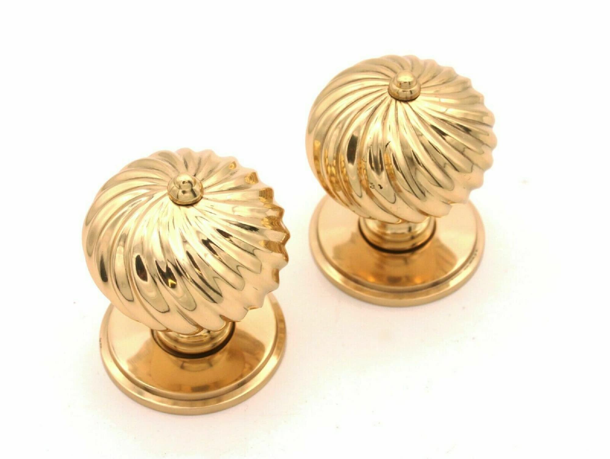 Coppia di manopole tradizionali a spirale a 2 gradini, 60 mm, finitura ottone lucido