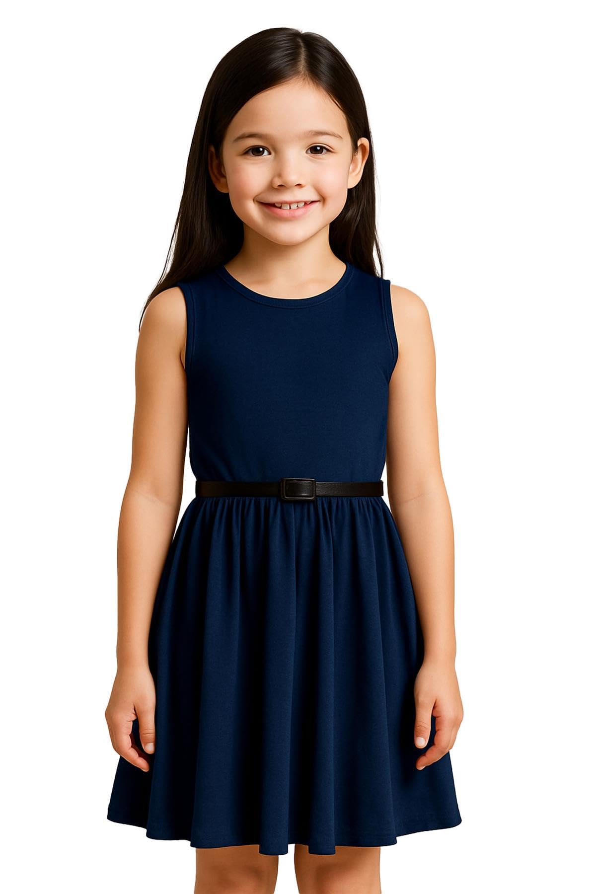 A2z 4 Kids Girls Navy Plain Skater Dress Party Fashion Summer - New Skater Dress 13