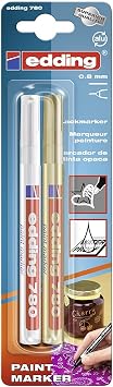 edding 780 Fine Bullet Tip Paintmarker Pack of of 2 - White and Gold