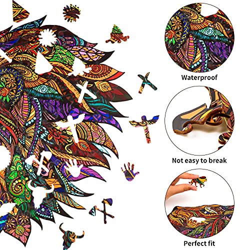 Kaayee Wooden Jigsaw Puzzles- Lion King Puzzle Unique Shape Animal Wooden Puzzle, Best Gift For Adults And Kids, Family Game Play Collection #TOP4