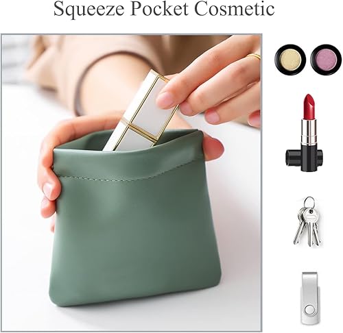 Miniatura 2 de Bolsa de cosméticos de bolsillo,Bolsa de cosméticos de bolsillo Squeeze,Bolsa de cosméticos de bolsillo Cuero impermeable sin cremallera Bolsa de