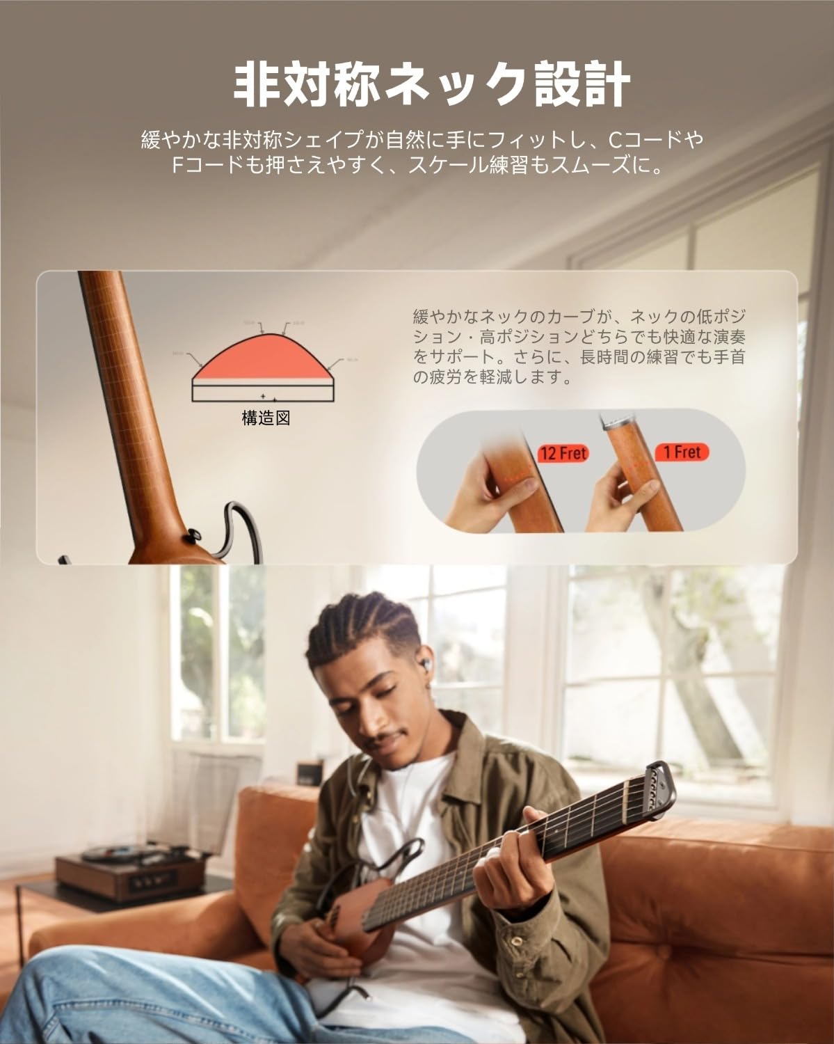 Amazon | Donner トラベルギター ヘッドレスギター イヤホン付きセット