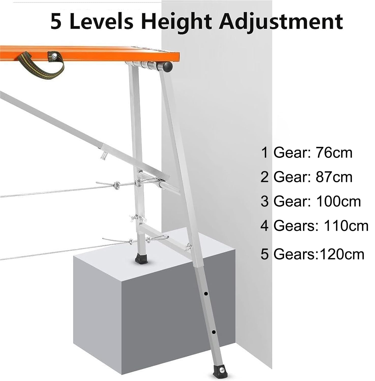 Plataforma de trabajo ajustable, escalera plegable de aluminio, multiuso, taburete de andamio, capacidad de 300 kg, altura ajustable