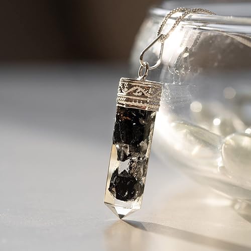 Miniatura 5 de AYANA - Collar de turmalina negra piezoeléctrica para mujer, colgante hexagonal con cristales de turmalina negra bionizados, Cho Ku Rei Reiki