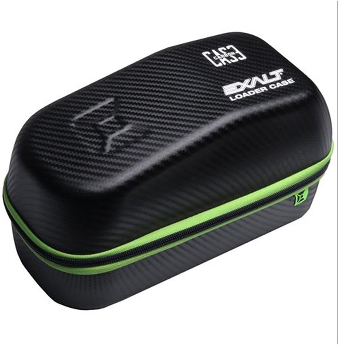 Exalt Paintball Loader Case - Univeral Paintball Hopper Protective Case - Carbon Case Series (Black Carbon/Lime Microfiber)