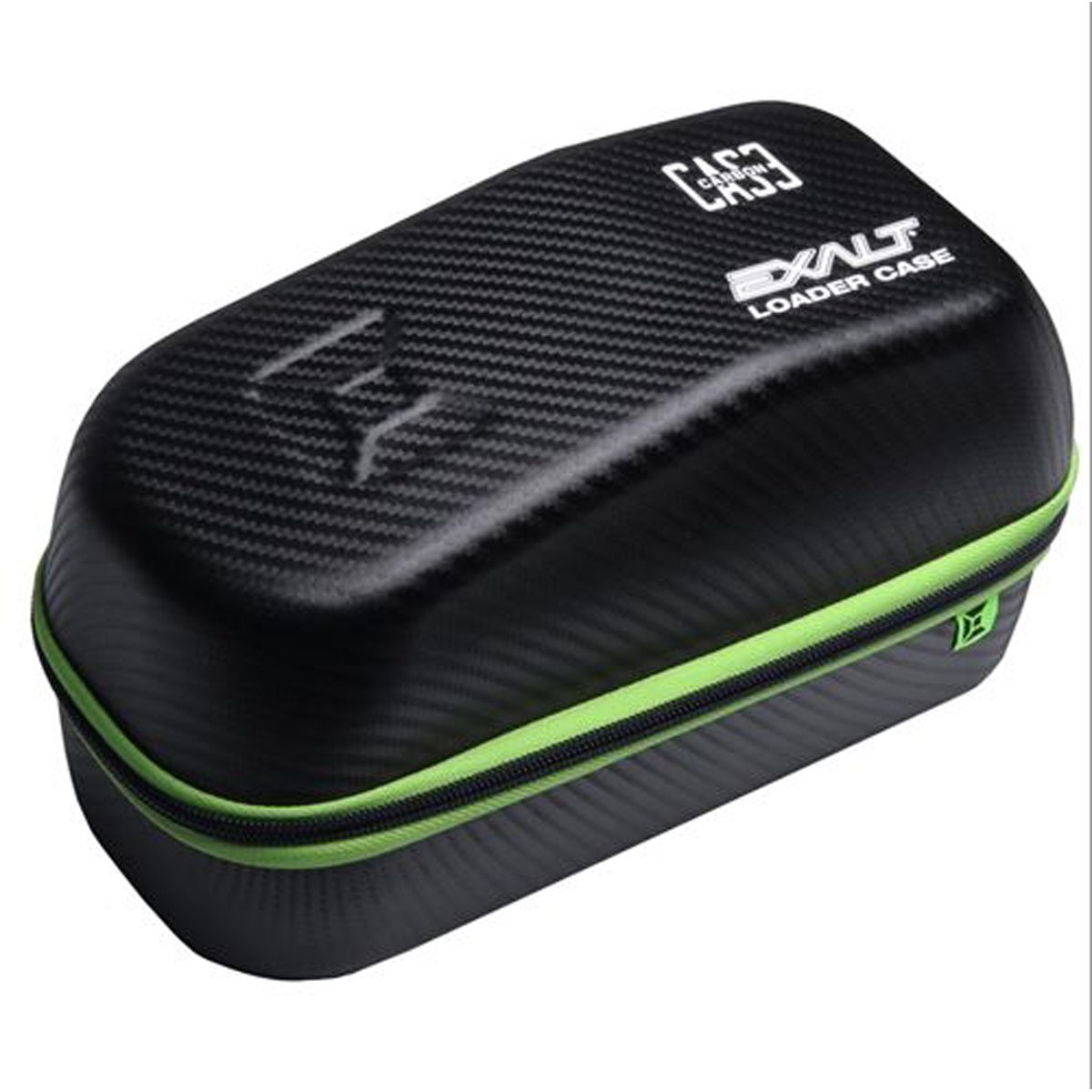 Exalt Paintball Loader Case - Univeral Paintball Hopper Protective Case - Carbon Case Series (Black Carbon/Lime Microfiber)
